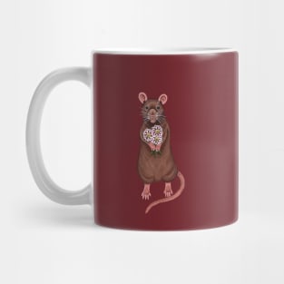 Rat Holding Flowers Mug